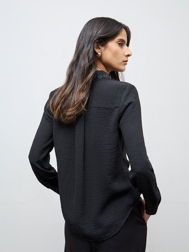Wardrobe Black Lace-Detail Shirt