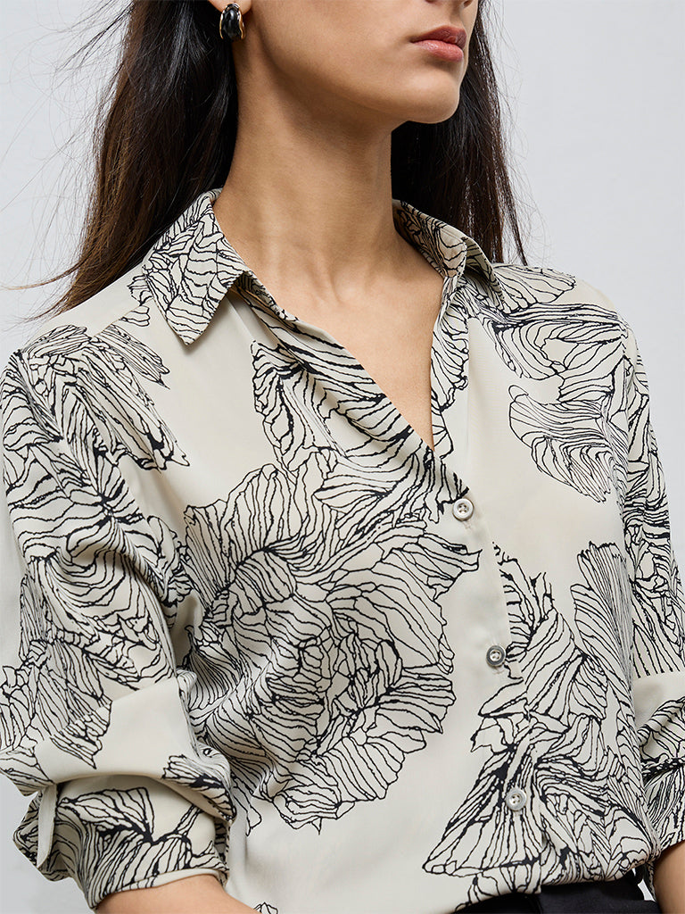 Wardrobe Taupe Floral Shirt