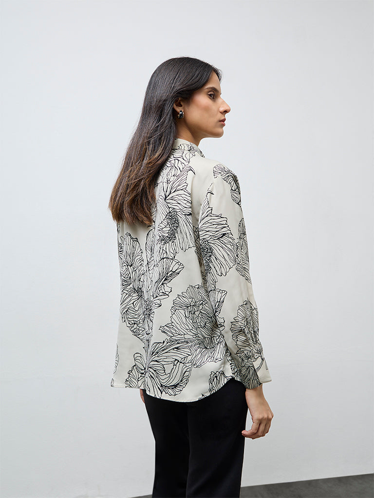 Wardrobe Taupe Floral Shirt