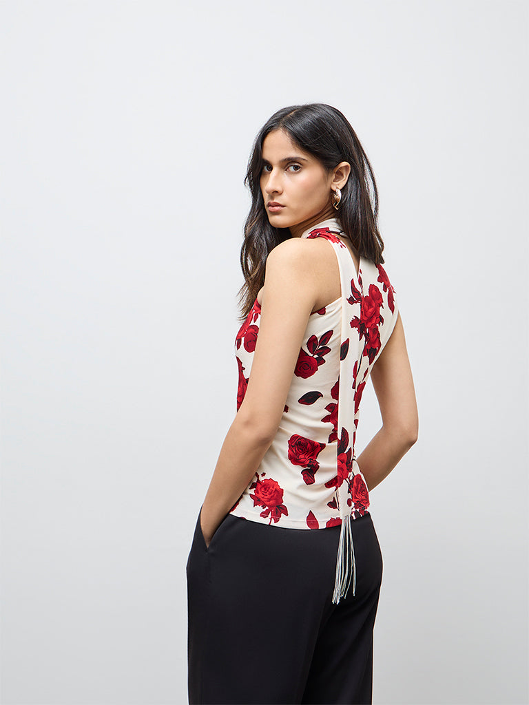 Wardrobe Red Floral One-Shoulder Top