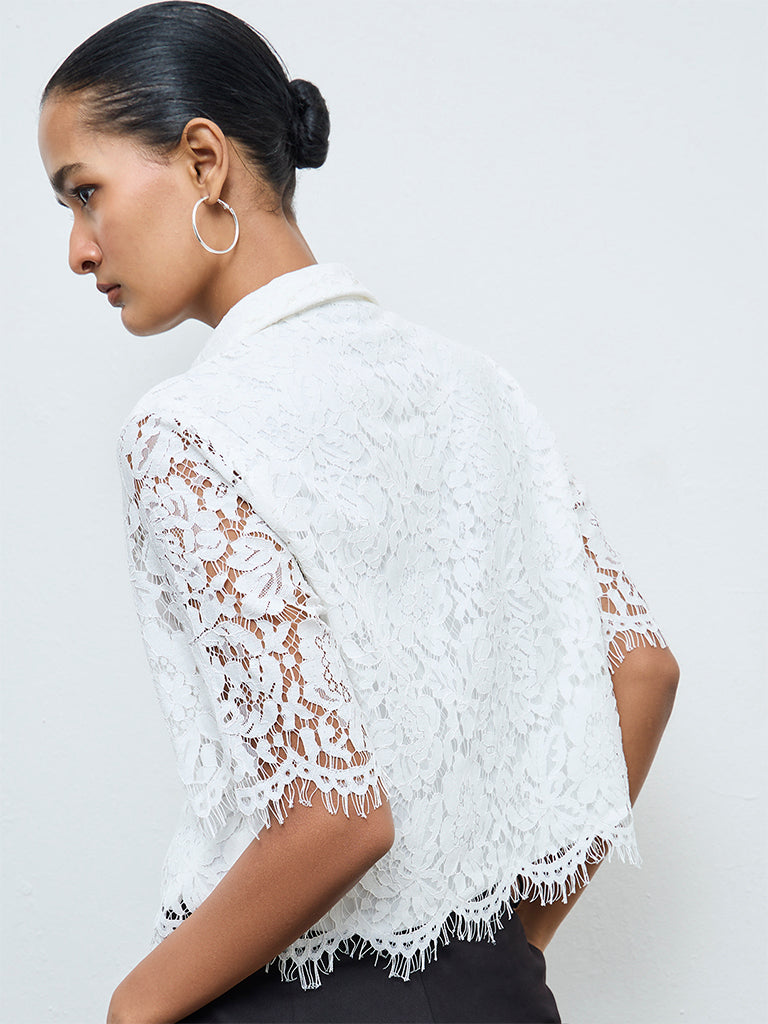 Wardrobe White Floral Lace Shirt