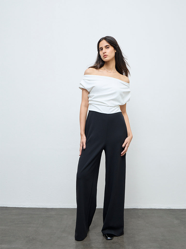 Wardrobe White Off-Shoulder Jumpsuit