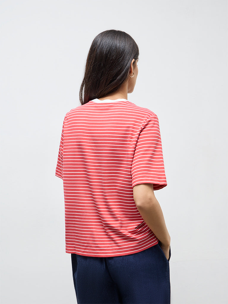 Wardrobe Red Striped Cotton-Blend T-Shirt