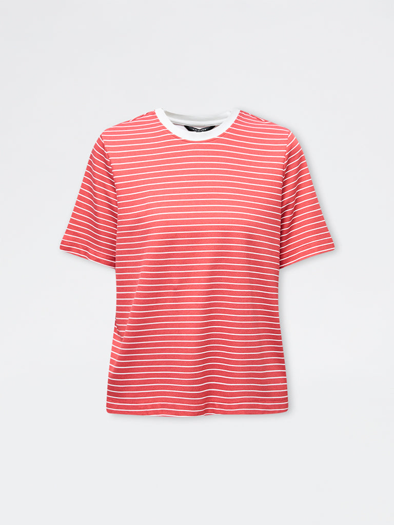 Wardrobe Red Striped Cotton-Blend T-Shirt