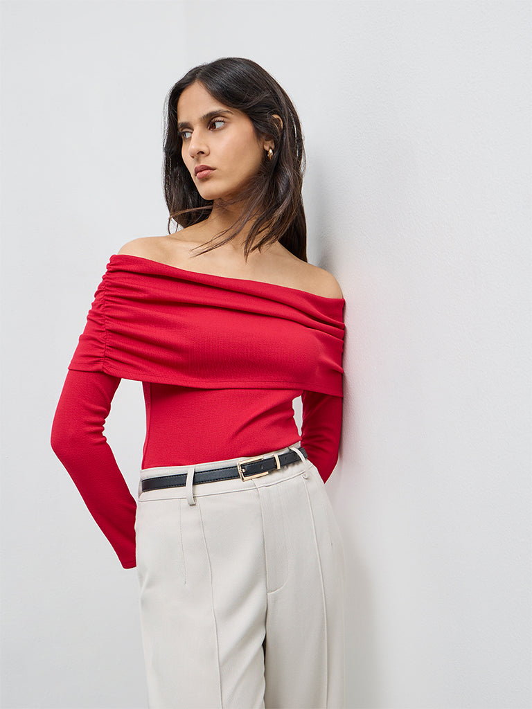 Wardrobe Red Off-Shoulder Top