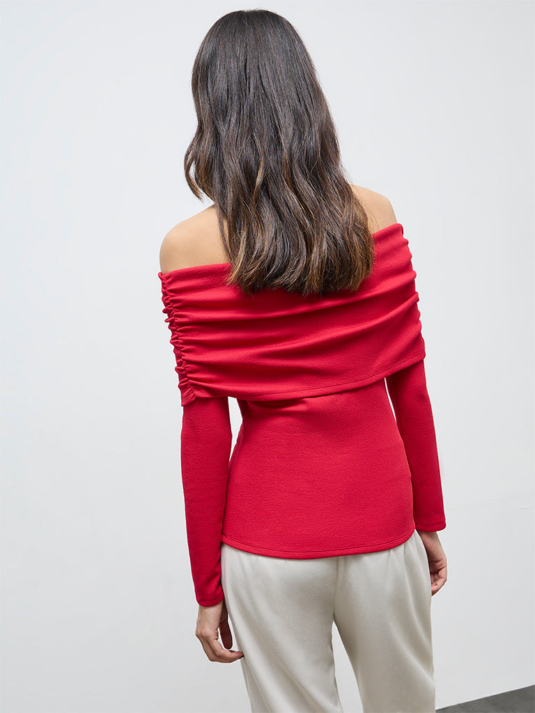 Wardrobe Red Off-Shoulder Top
