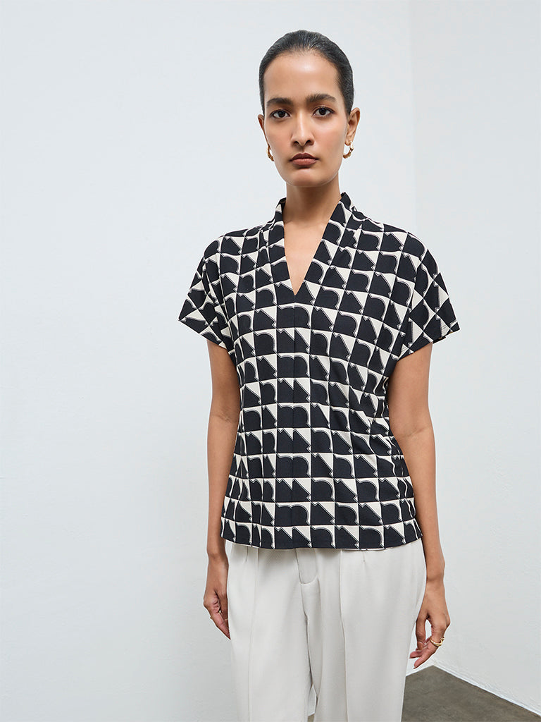 Wardrobe Black Printed Blouse