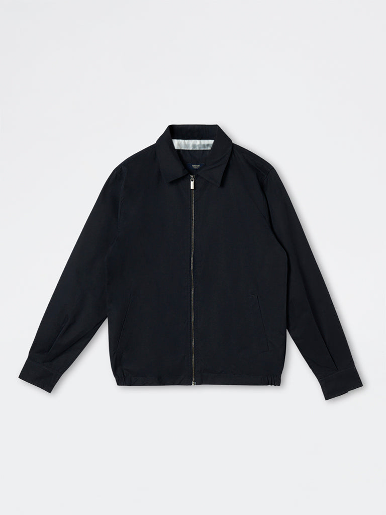 Ascot Navy Solid Relaxed-Fit Jacket