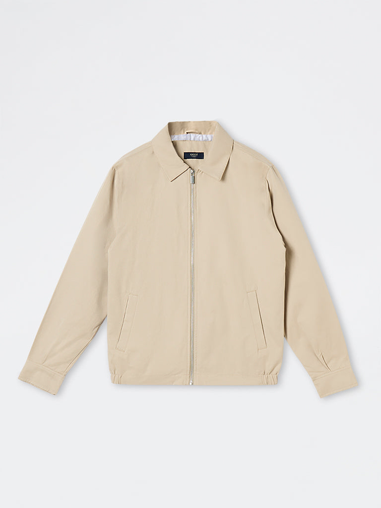 Ascot Beige Solid Relaxed-Fit Jacket