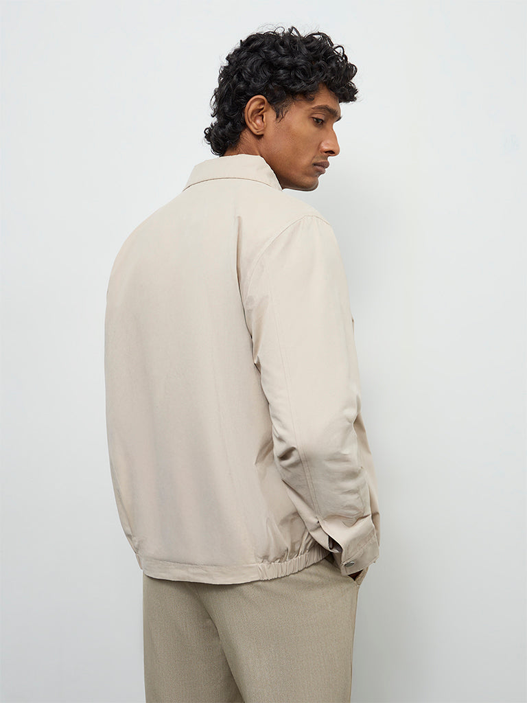 Ascot Beige Solid Relaxed-Fit Jacket