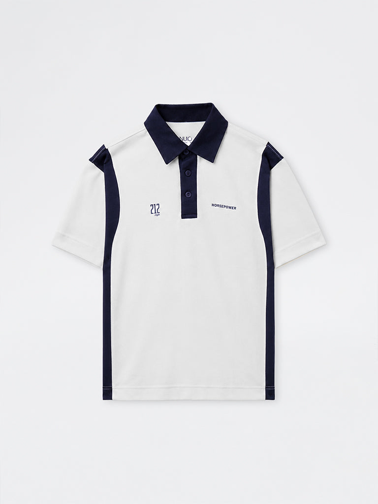 Nuoflexx Off-White Relaxed-Fit Cotton-Blend Polo T-Shirt