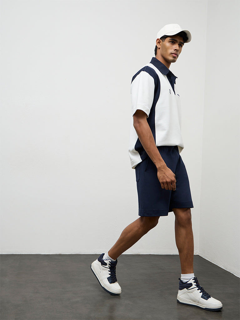 Nuoflexx Off-White Relaxed-Fit Cotton-Blend Polo T-Shirt