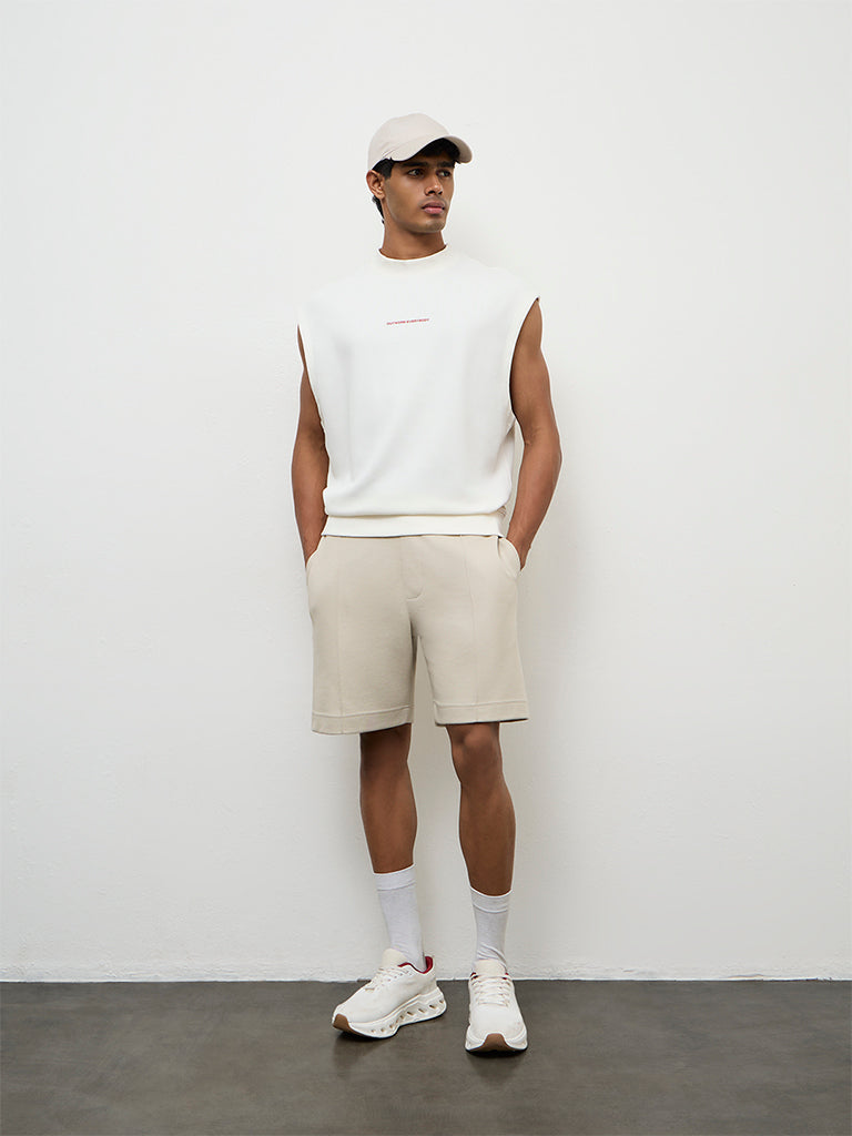 Nuoflexx Off-White Text Printed Relaxed Fit T-Shirt