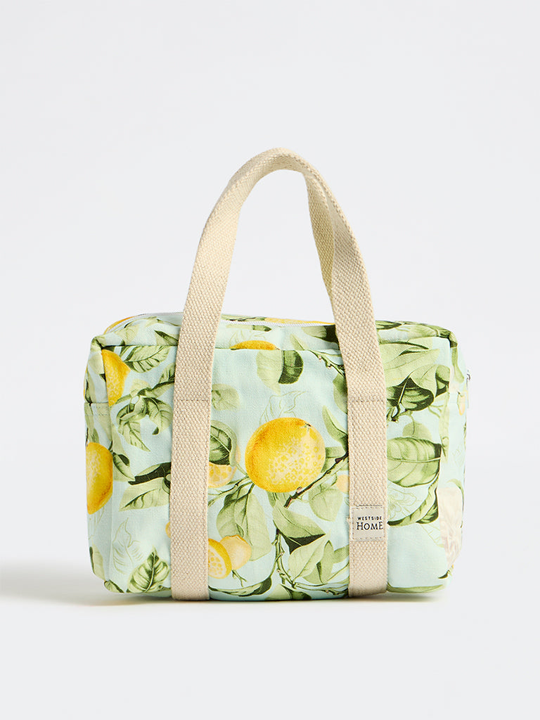 Westside Home Aqua Lemon Printed Lunch Bag