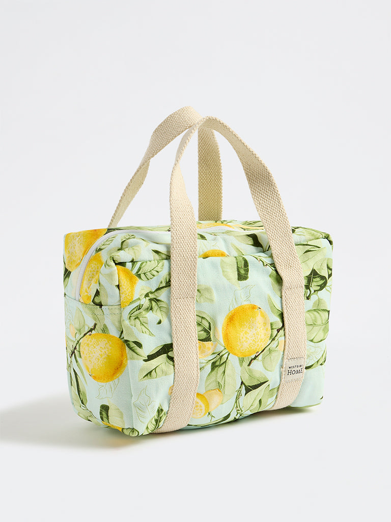 Westside Home Aqua Lemon Printed Lunch Bag