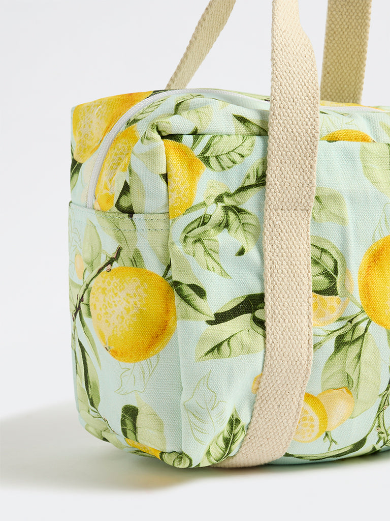 Westside Home Aqua Lemon Printed Lunch Bag