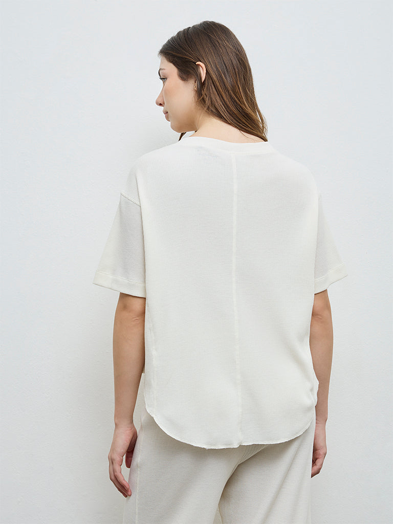 Wunderlove Ivory Waffle-Textured Top