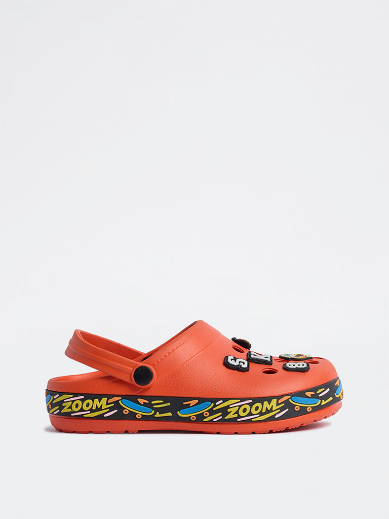 Yellow Orange Skateboard-Themed Clogs