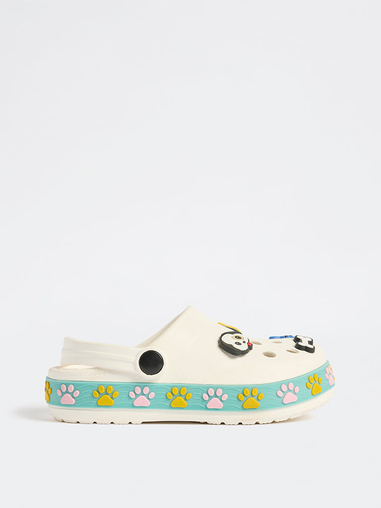 Yellow Off-White Animal Applique Clogs