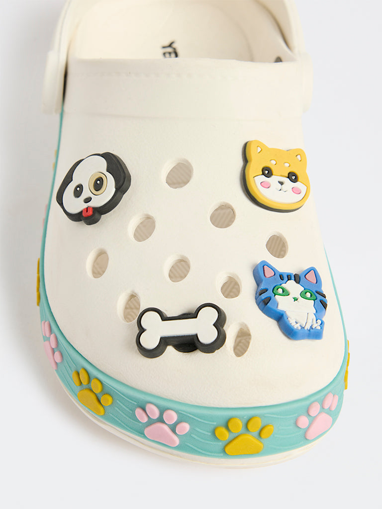 Yellow Off-White Animal Applique Clogs