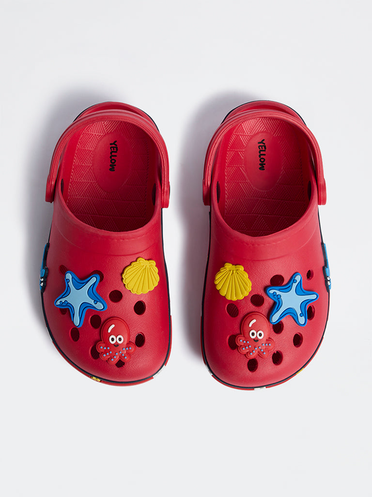 Yellow Red Whale Applique Clogs