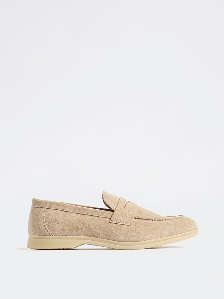 SOLEPLAY Beige Suede Penny Loafers