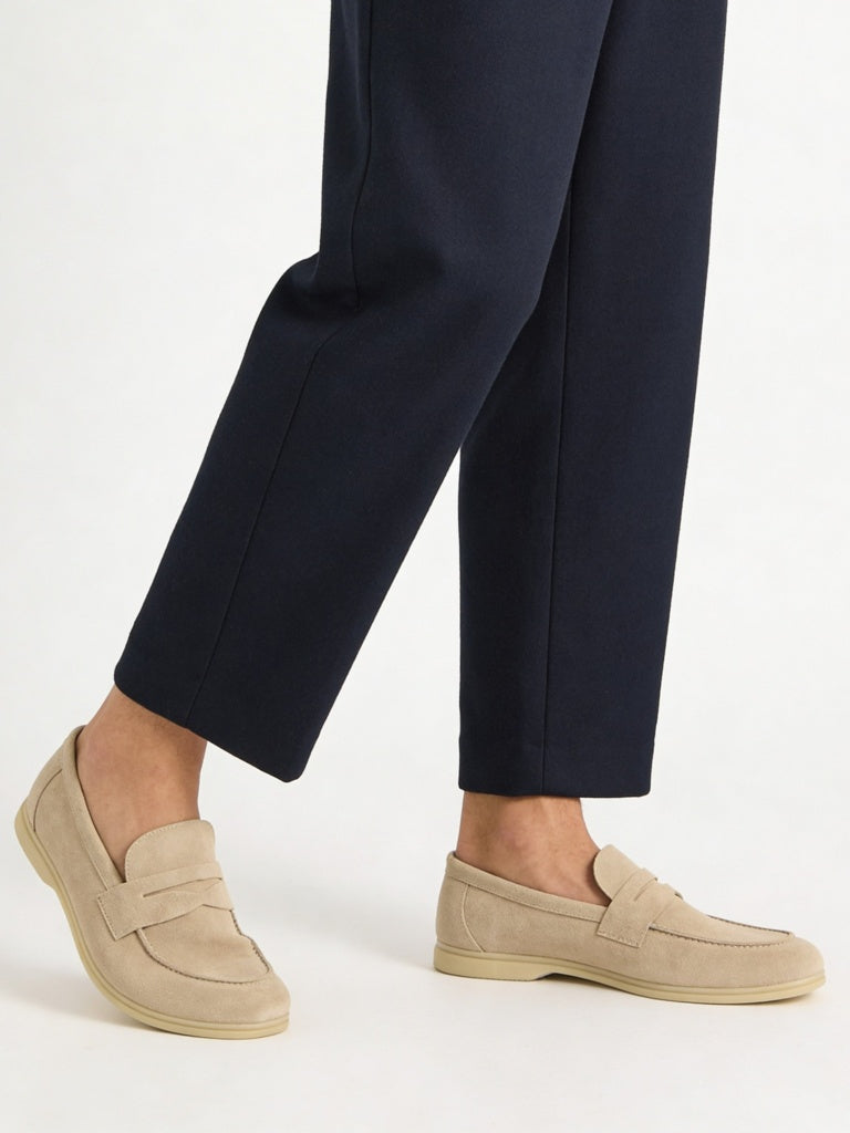 SOLEPLAY Beige Suede Penny Loafers