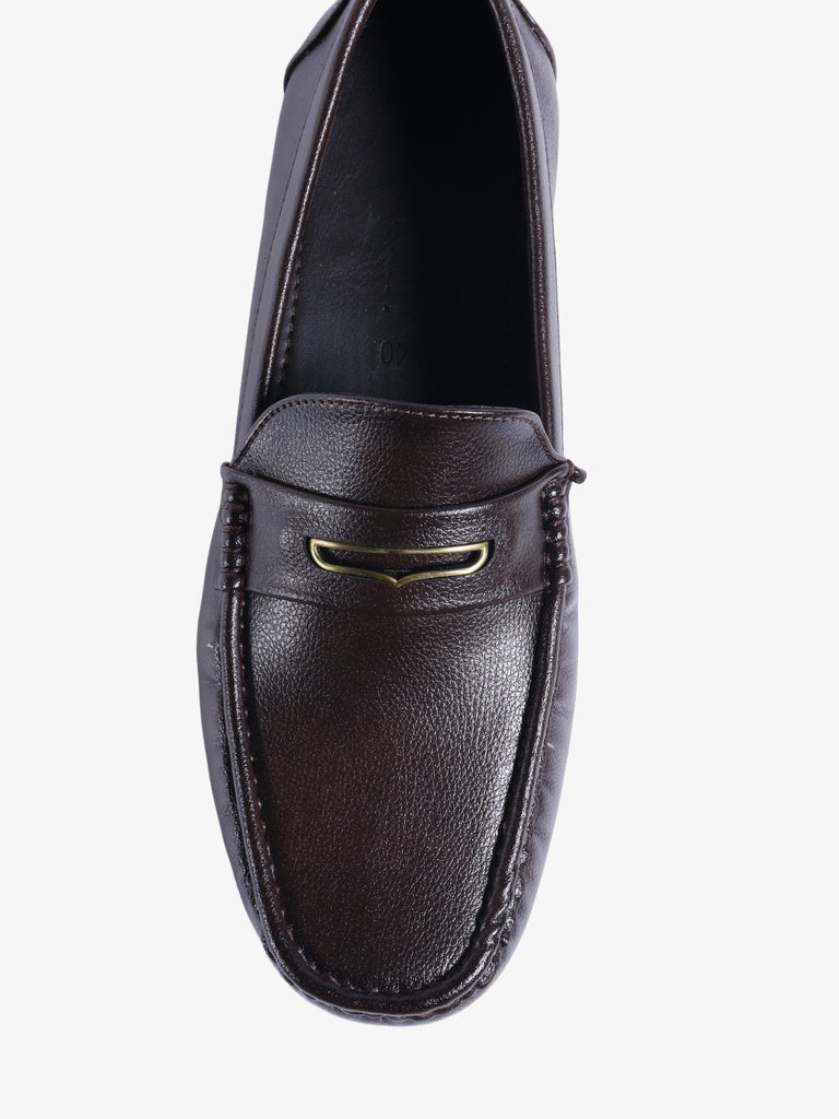 SOLEPLAY Brown Metal Accent Slip-On Loafers