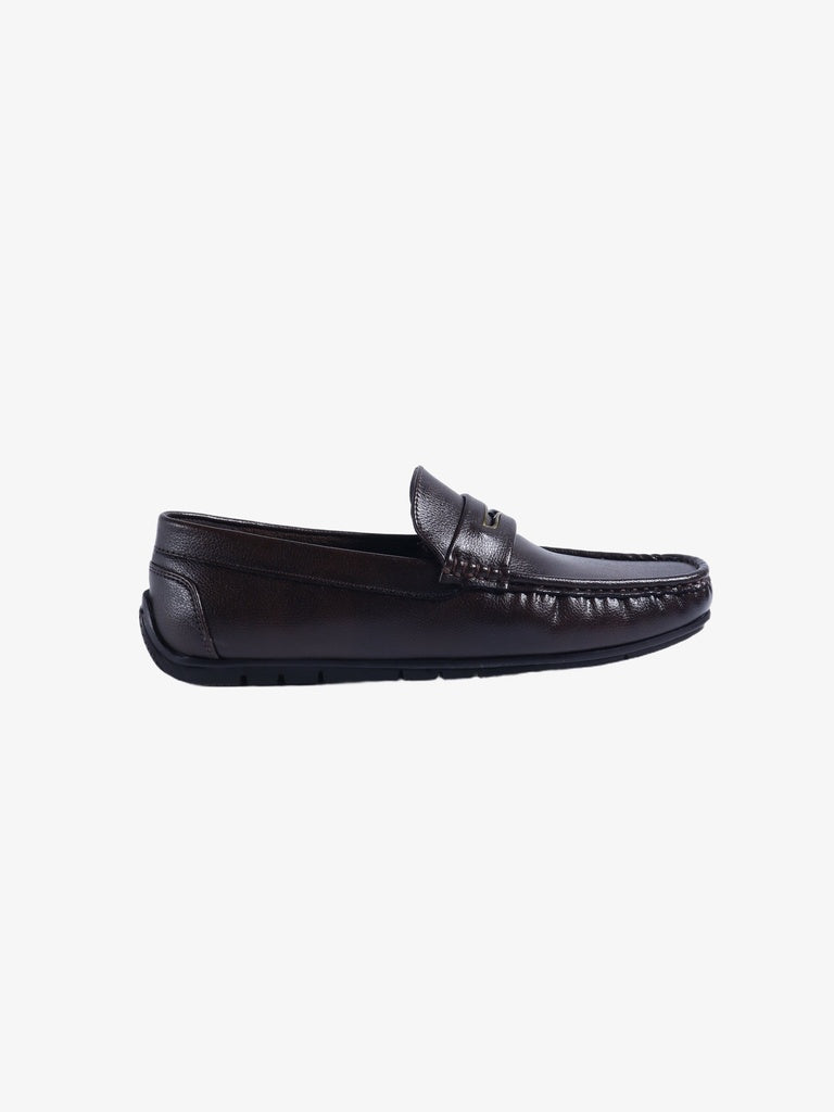 SOLEPLAY Brown Metal Accent Slip-On Loafers
