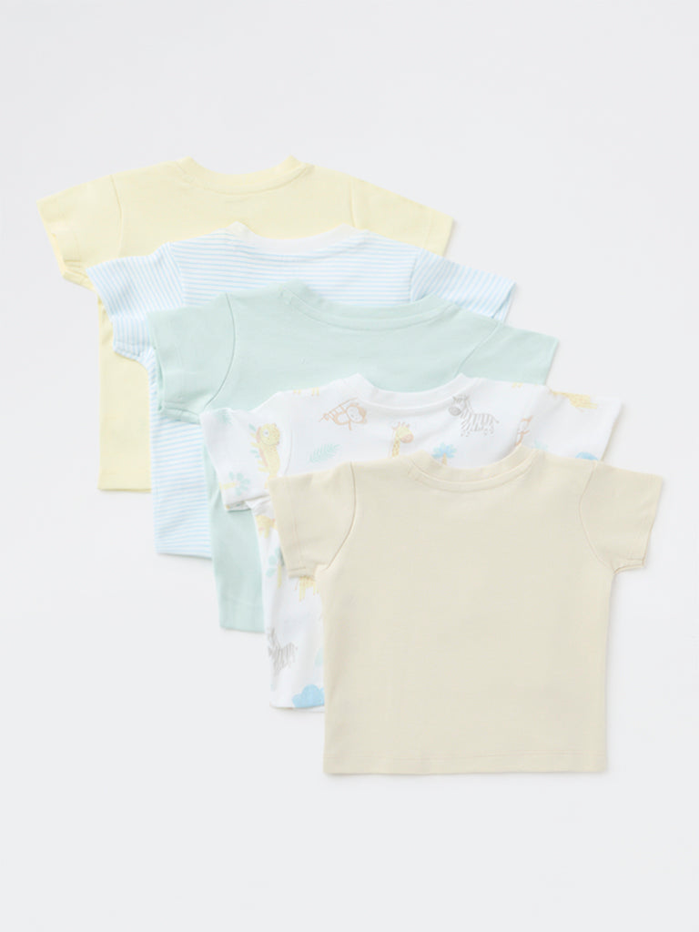 HOP Baby Boys Multicolour Cotton T-Shirt - Pack of 5