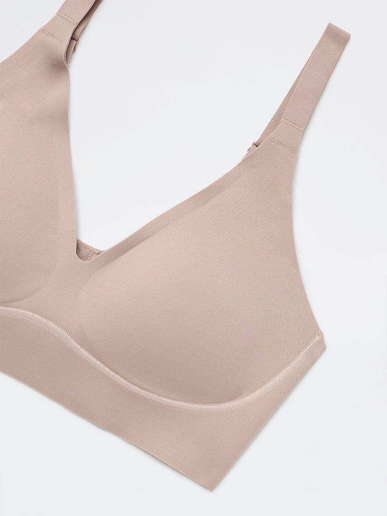 Wunderlove Dusty Beige Cotton-Blend Fygure Shaping Bra