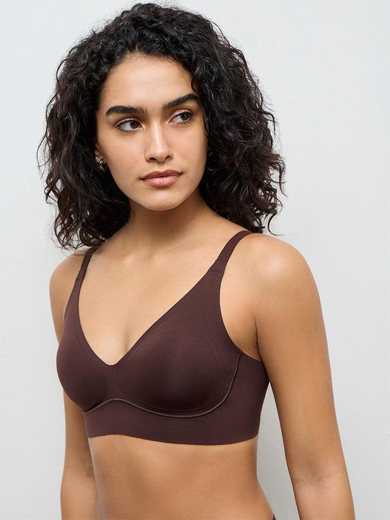 Wunderlove Dark Brown Cotton-Blend Fygure Shaping Bra