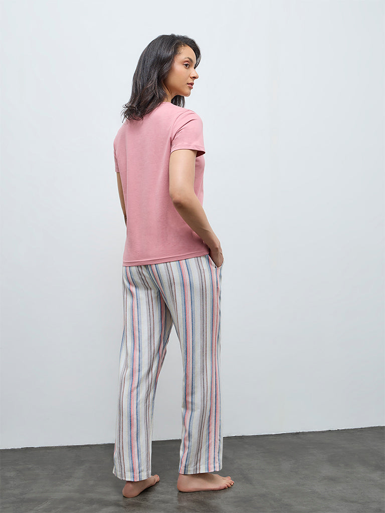 Wunderlove Multicolor Striped High-Rise Cotton Pants