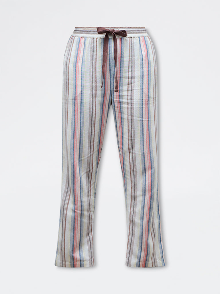 Wunderlove Multicolor Striped High-Rise Cotton Pants