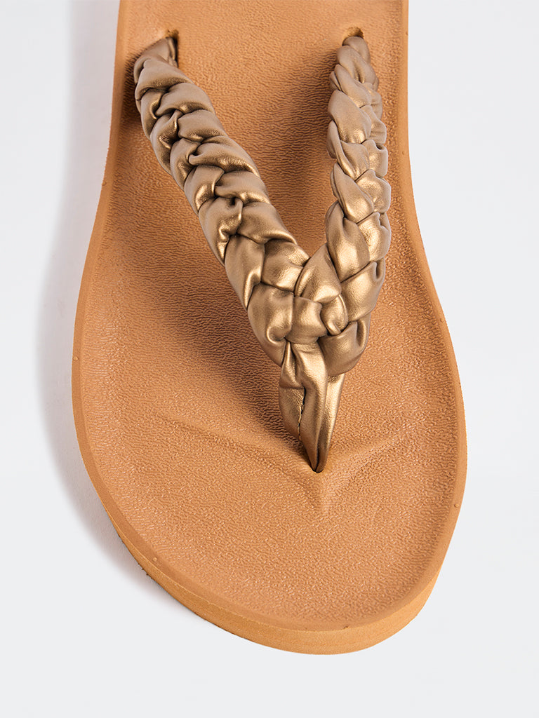 LUNA BLU Tan Braided Comfort Flip-Flops