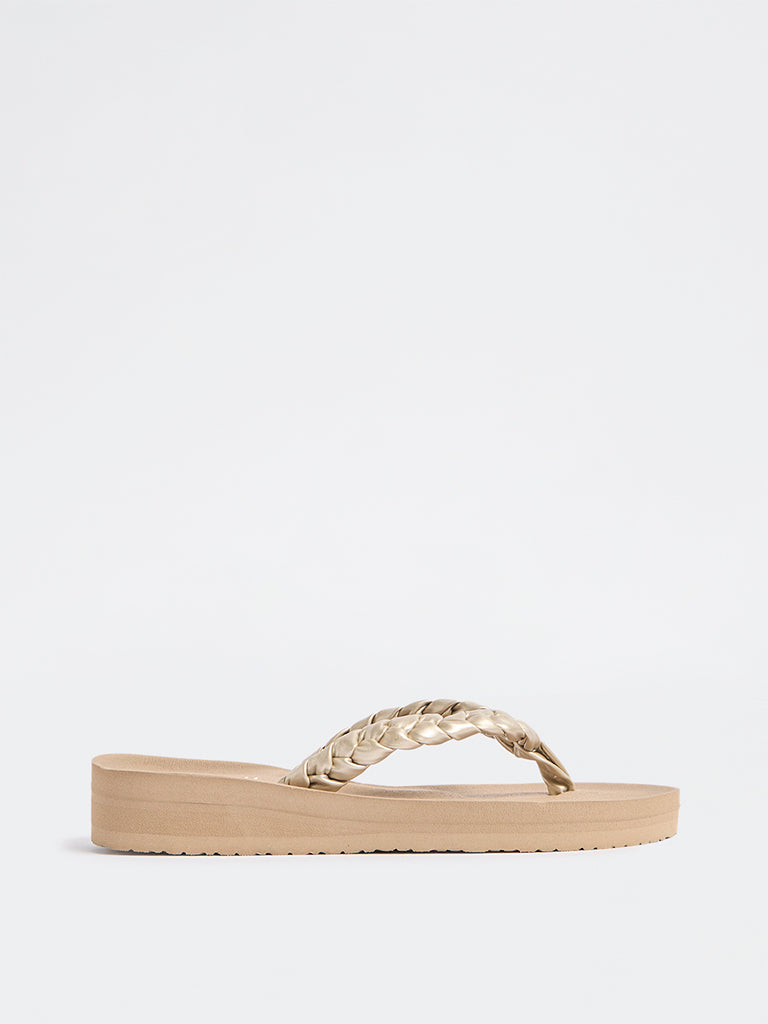 LUNA BLU Taupe Braided Comfort Flip-Flops