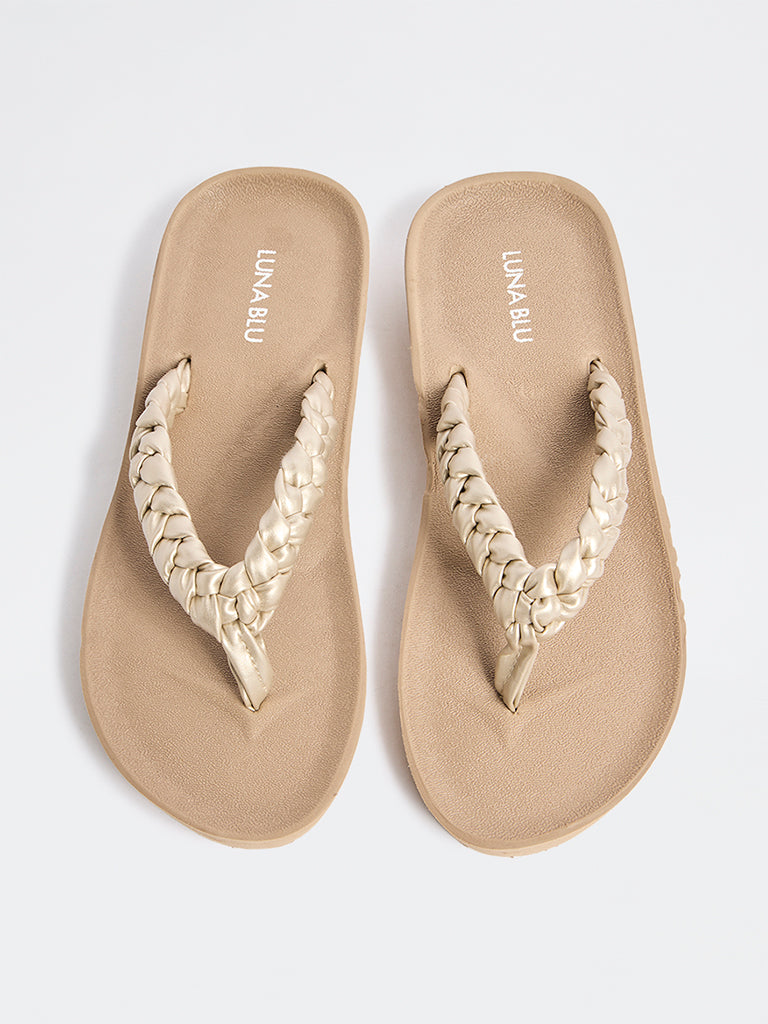 LUNA BLU Taupe Braided Comfort Flip-Flops