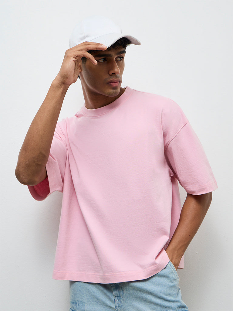 Nuon Pink Relaxed-Fit Cotton T-Shirt