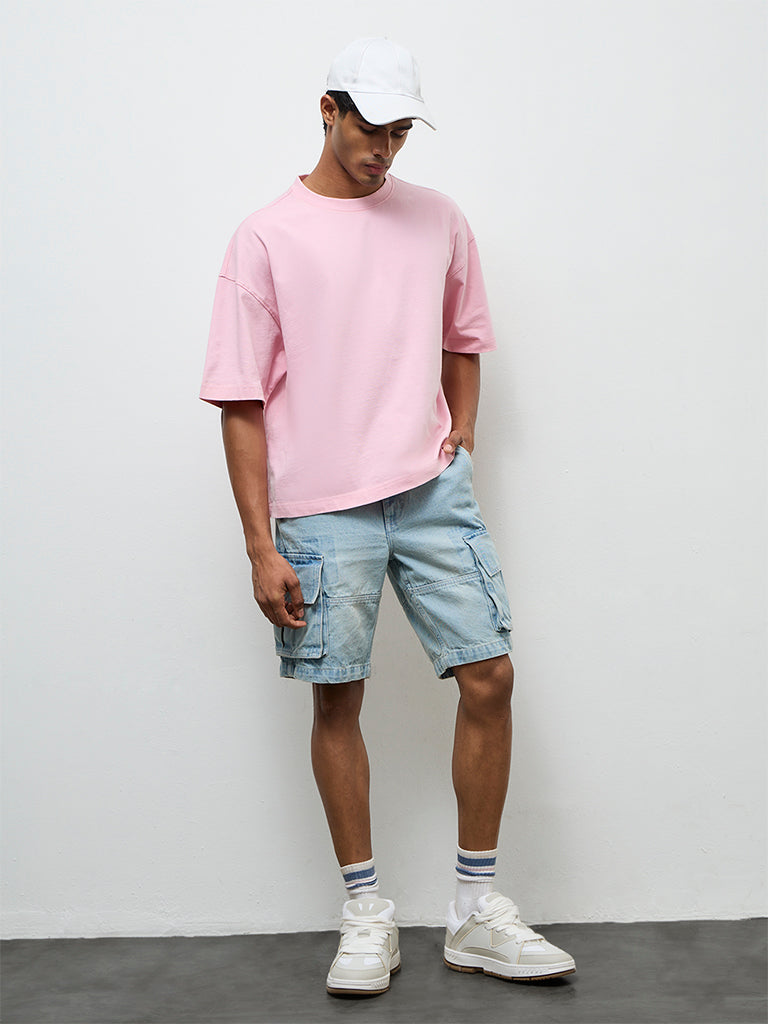 Nuon Pink Relaxed-Fit Cotton T-Shirt