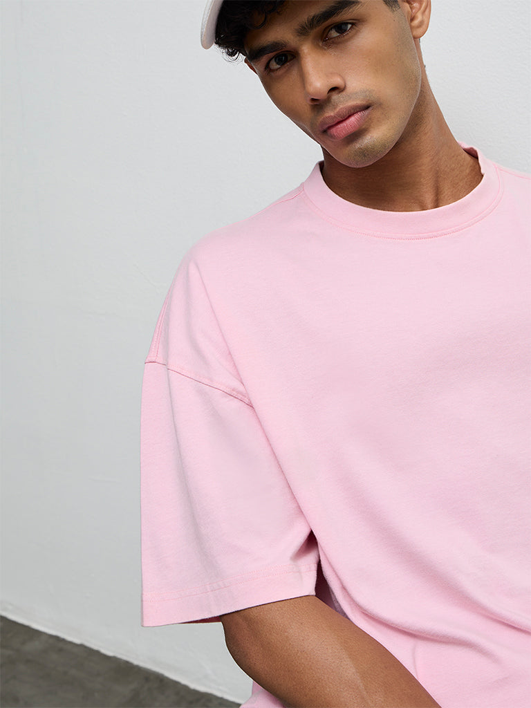 Nuon Pink Relaxed-Fit Cotton T-Shirt