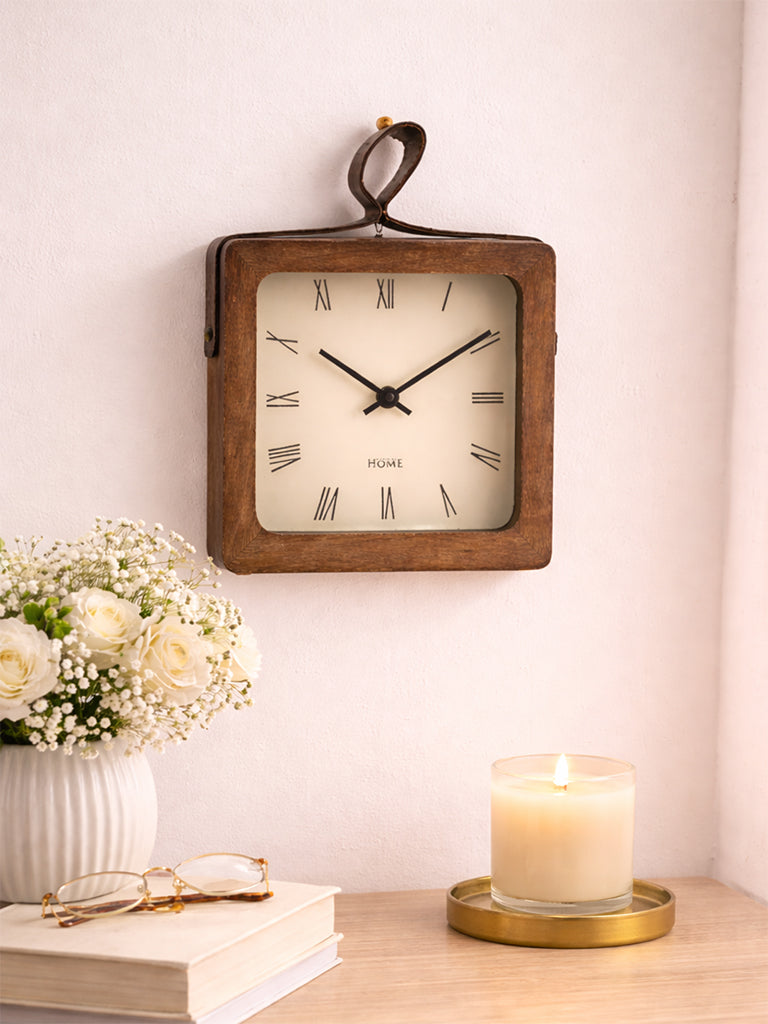 Westside Home Brown Square Table Clock