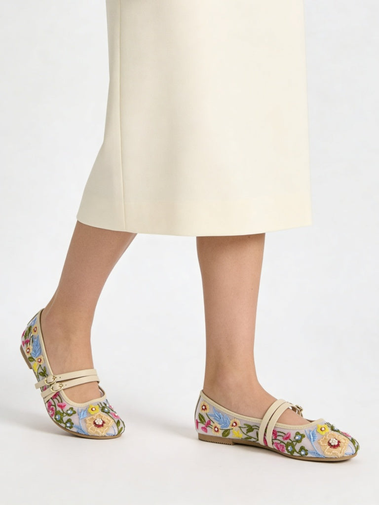 LUNA BLU Multicolour Embroidered Mary Jane Shoes