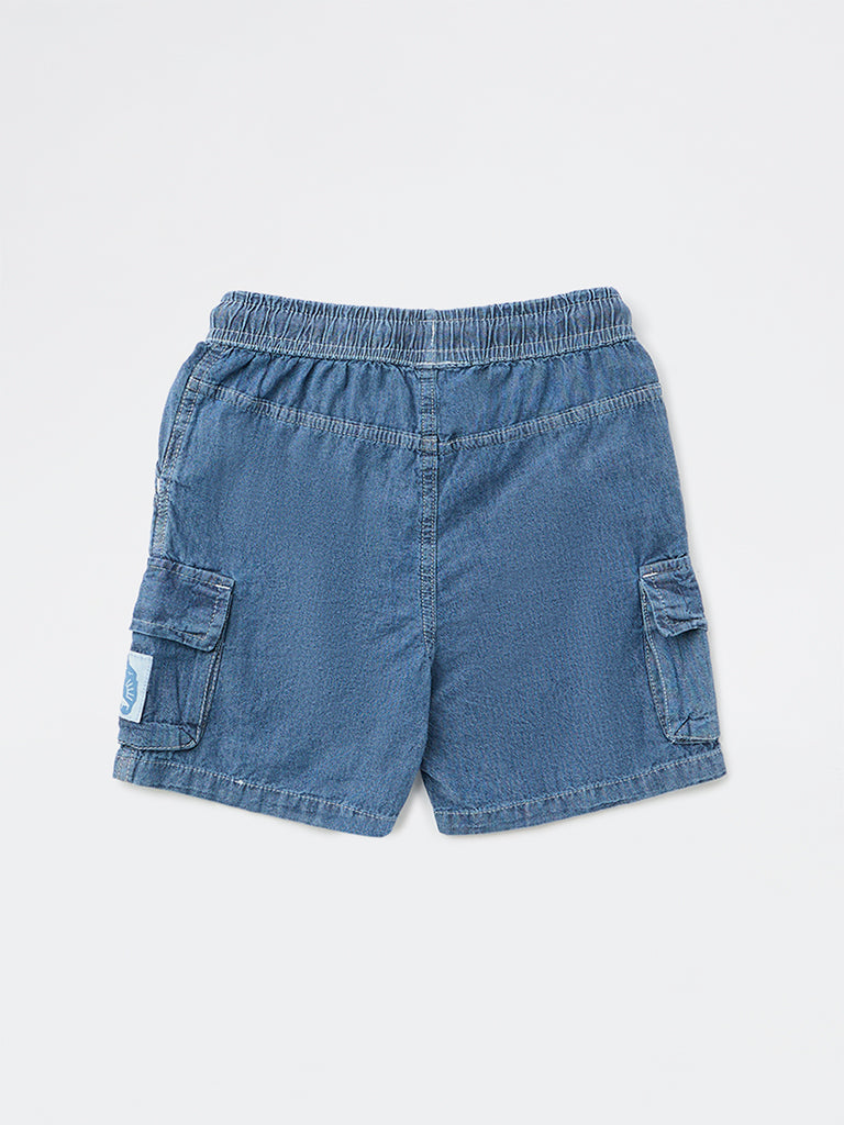 HOP Kids Boys Blue Mid-Rise Denim Shorts