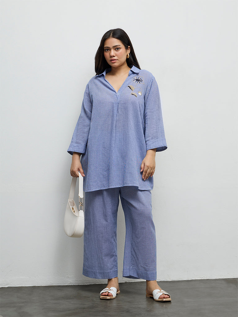 Diza Blue Checkered Pants