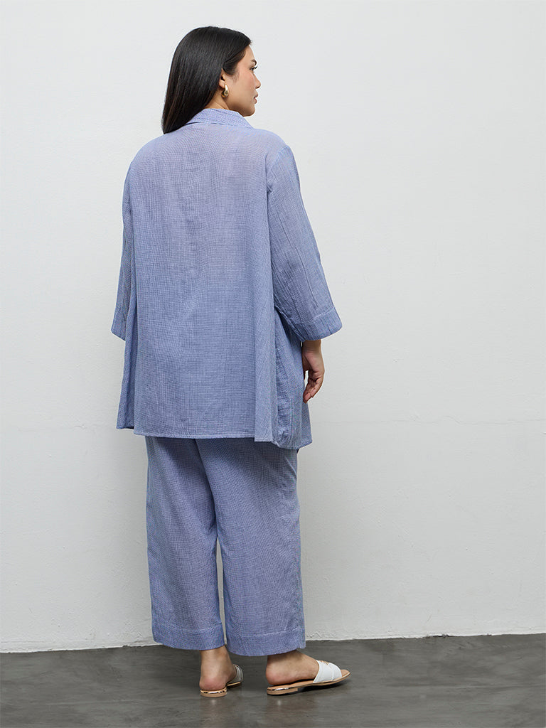 Diza Blue Floral Embellished Cotton Tunic