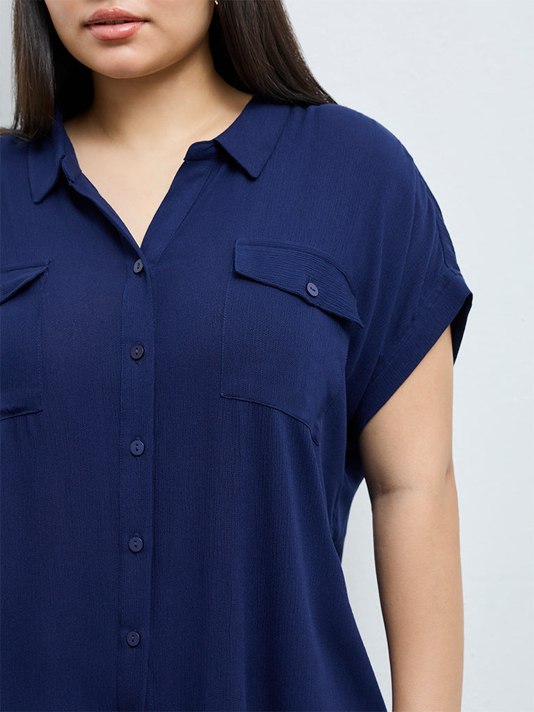 Gia Navy Textured Shirt