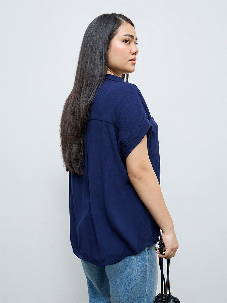 Gia Navy Textured Shirt