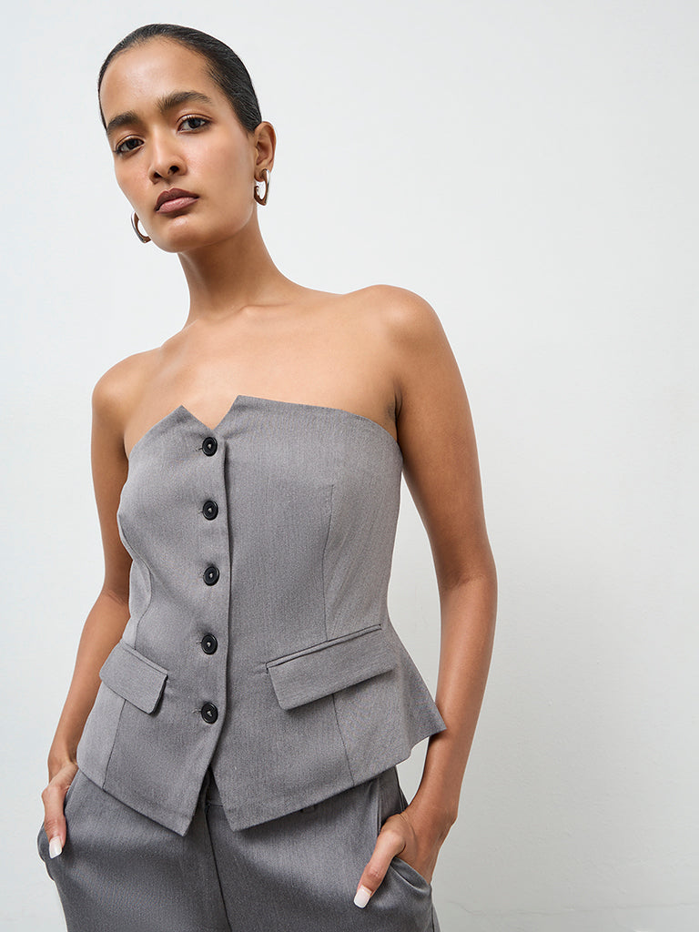 Wardrobe Grey Jacket-Style Tube Top