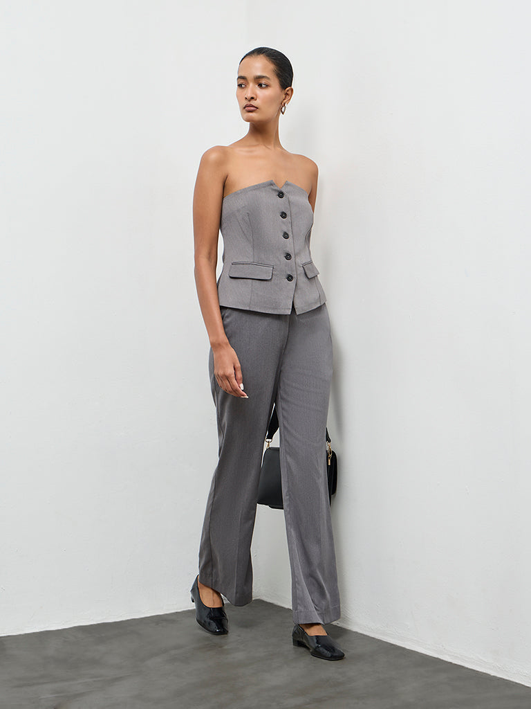 Wardrobe Grey Jacket-Style Tube Top