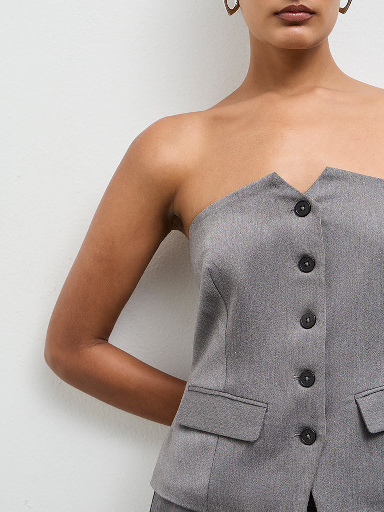 Wardrobe Grey Jacket-Style Tube Top